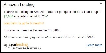  Example of an Amazon Lending offer. 